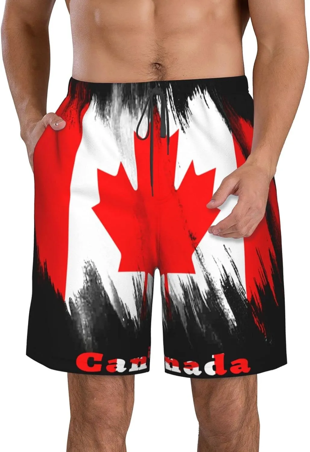 Men's Beach Shorts Drawstring Quick Dry Running Shorts Comfortable Loose Gym Shorts Swimsuit Pants with Pockets