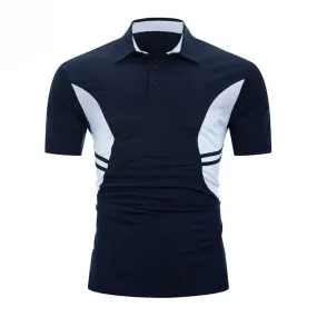 Men's Casual Cotton Patchwork Polo