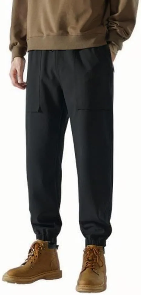 Men's Casual Soft Cargo Pants Elastic Waist Summer Joggers Pants Athletic Techwear Jogging Sweatpants with Pockets