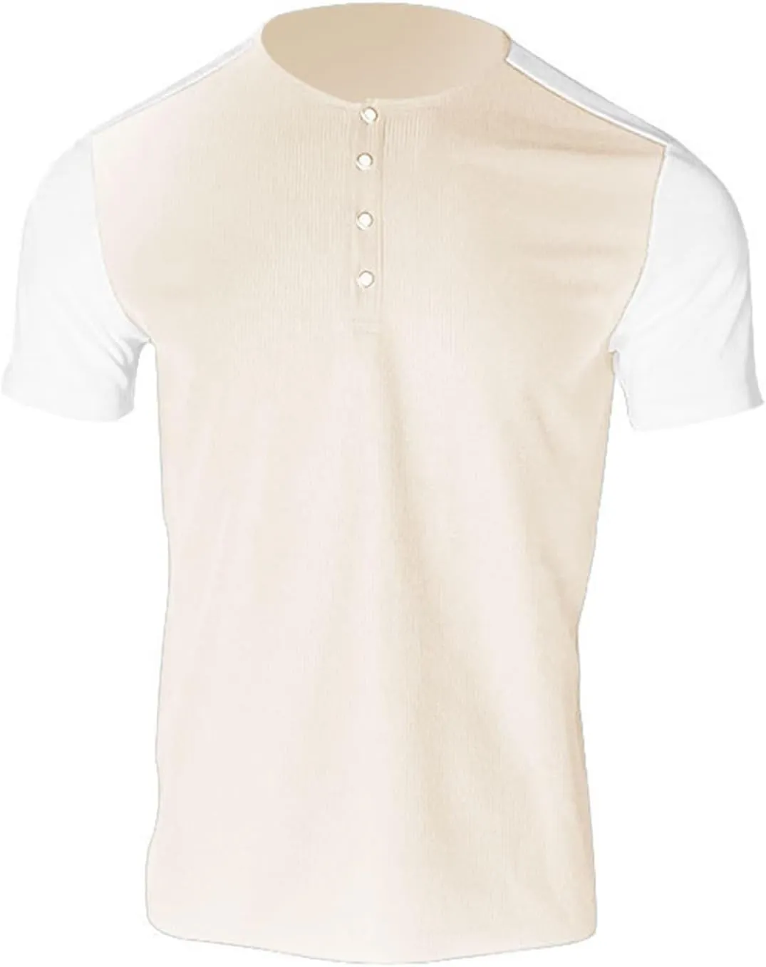 Men's Color Block Waffle Knit Henley Shirt Short Sleeve Button Down Round Neck Vacation Wear Breathable Holiday Stylish Top