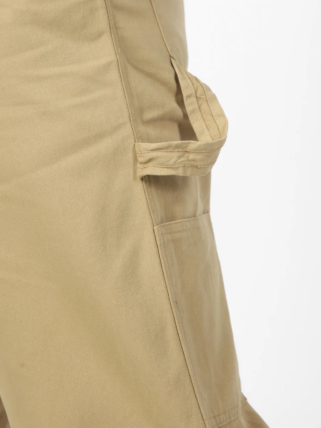 Men's Light Olive Loose Baggy Fit Solid Carpenter Trouser Pant with 5 Pockets Non-Stretchable