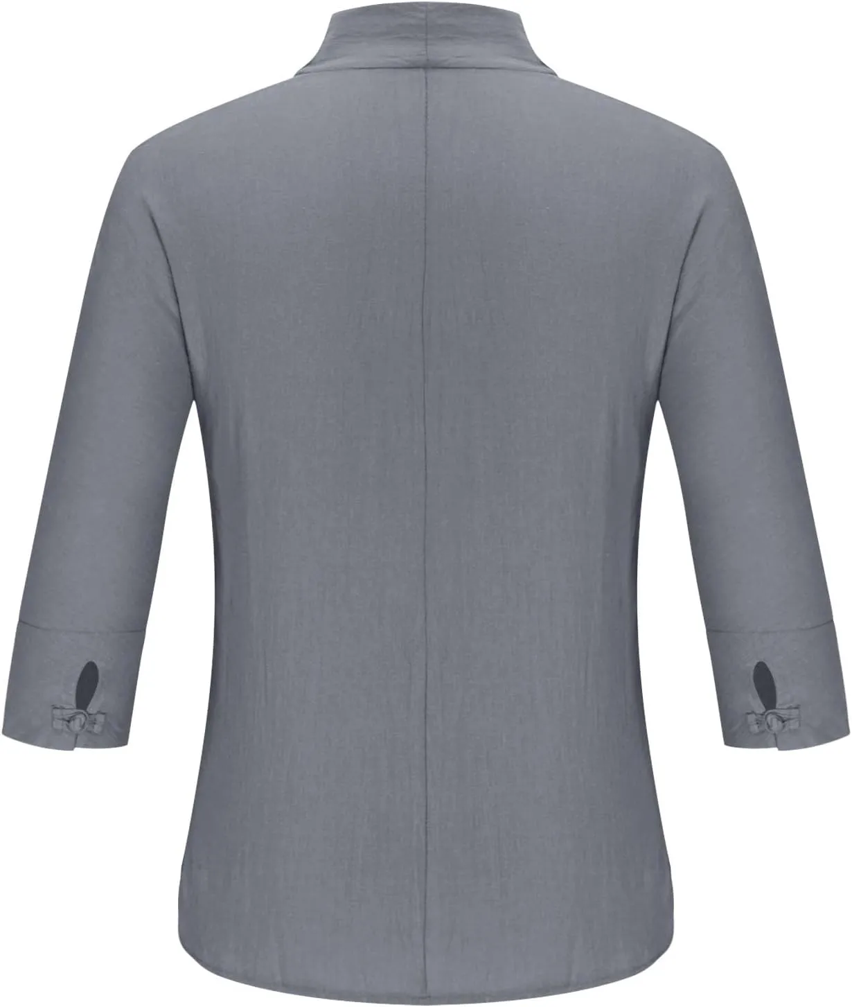Men's Linen 3/4 Sleeve Shirts V Neck T-Shirt Summer Lightweight Breathable Thin Pullover Casual Loose Tops