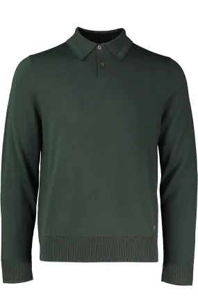 Men's Paul Smith Very Dark Green Long Sleeve Merino Wool Knitted Polo Shirt