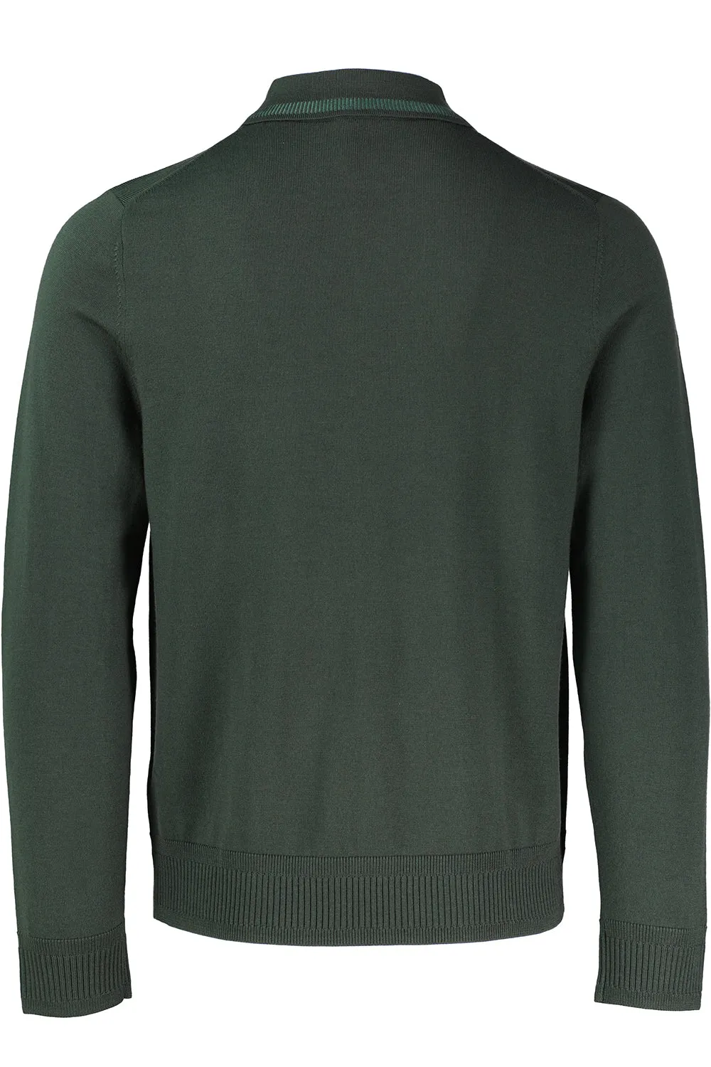 Men's Paul Smith Very Dark Green Long Sleeve Merino Wool Knitted Polo Shirt