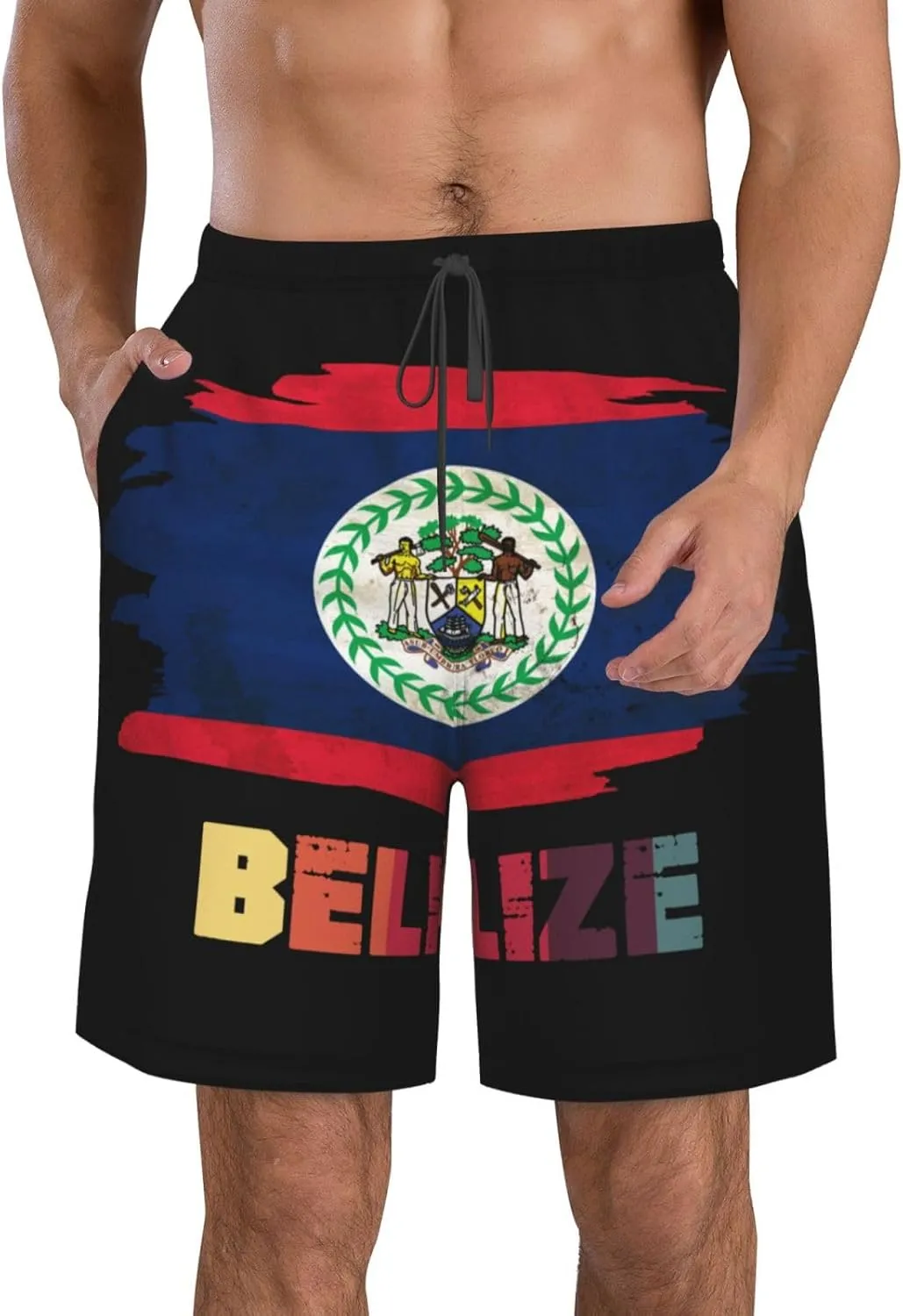 Men's Swim Trunks Beach Shorts Quick Dry Running Shorts Comfortable Loose Gym Shorts Swimsuit Pants with Pockets
