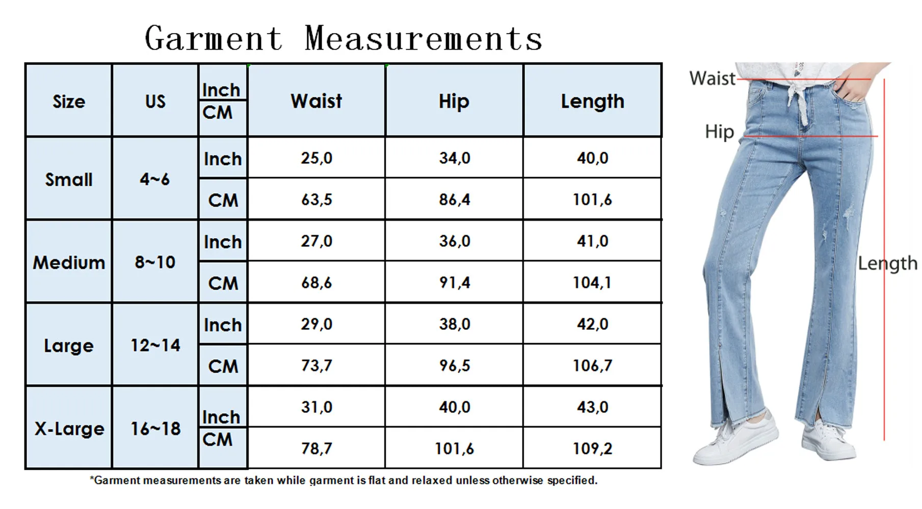 Mid Rise Slit Stretchy Straight Leg Jeans Pants with 5 Pockets