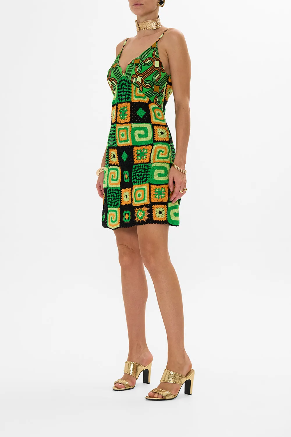 MINI CROCHET DRESS WITH SILK TOP GOOD VIBES GENERATION
