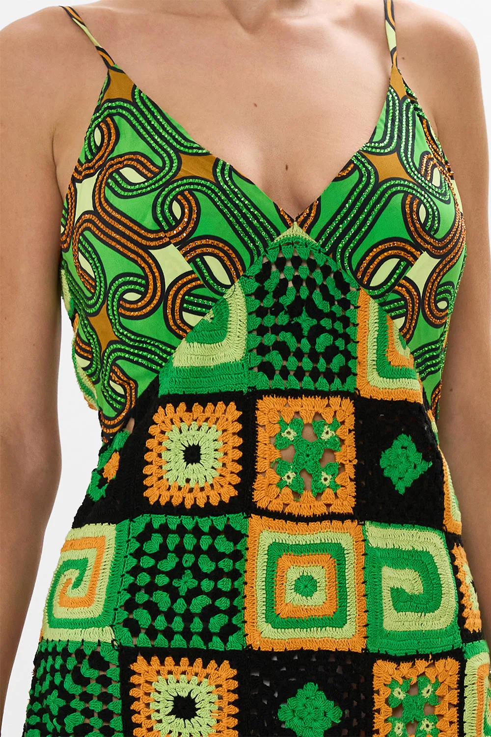 MINI CROCHET DRESS WITH SILK TOP GOOD VIBES GENERATION