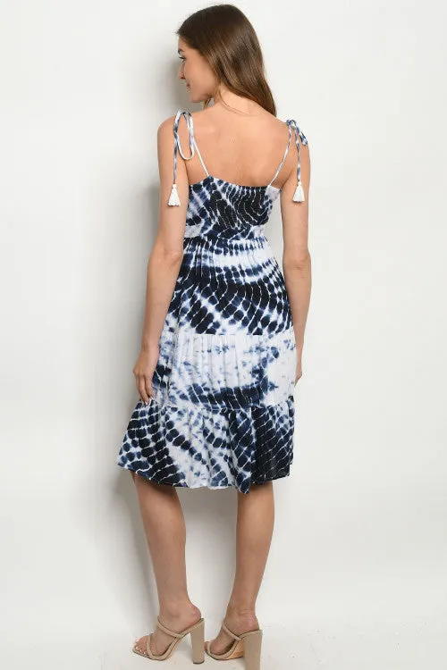 Navy Blue Tie Dye Sundress