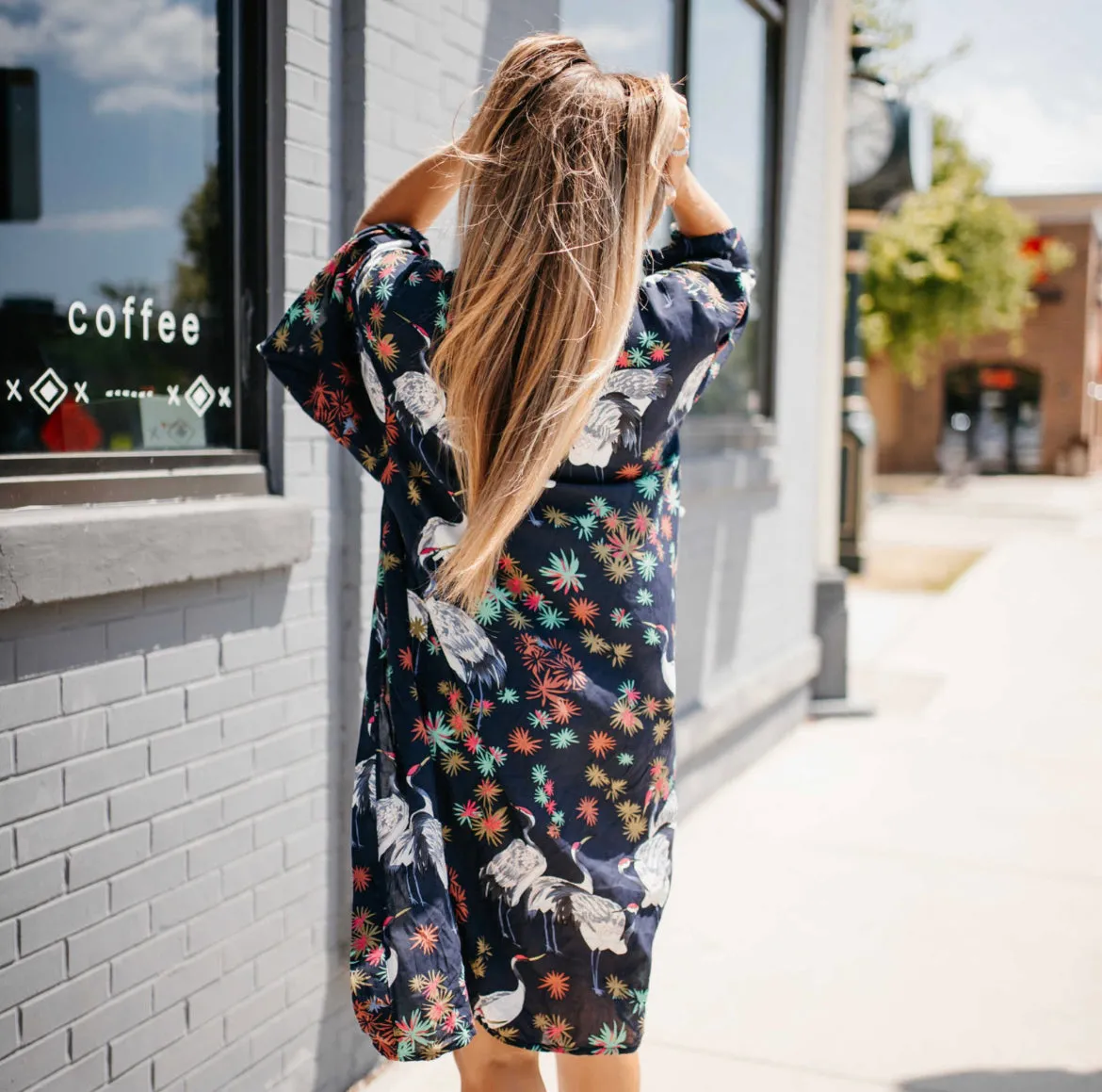 Navy Tropical Kimono