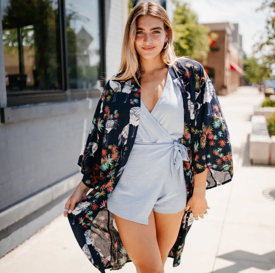 Navy Tropical Kimono