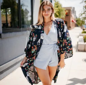 Navy Tropical Kimono