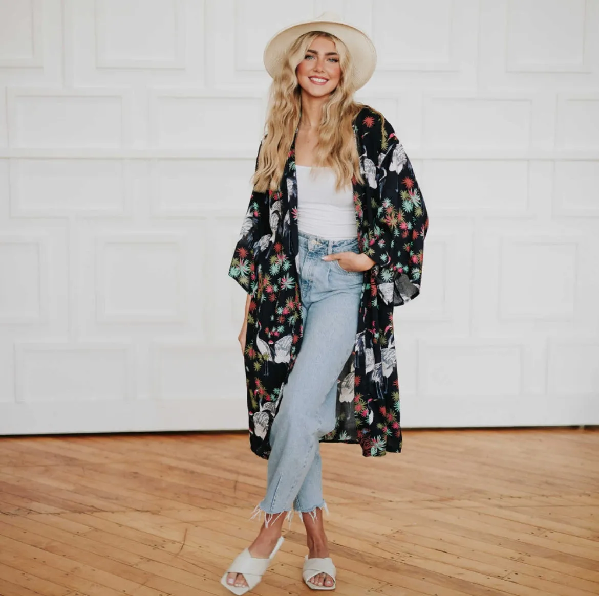 Navy Tropical Kimono