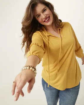 Pamela Drawstring Ruffle-Trim Tunic | Yellow