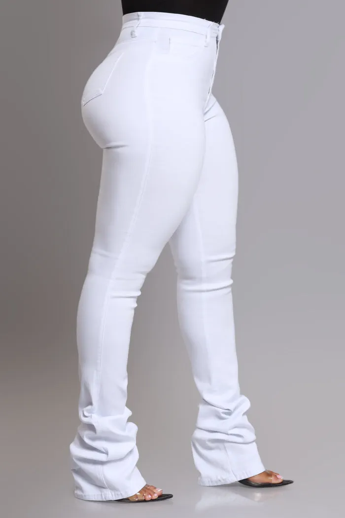 Right Call High Rise Stacked Flare Jeans - White