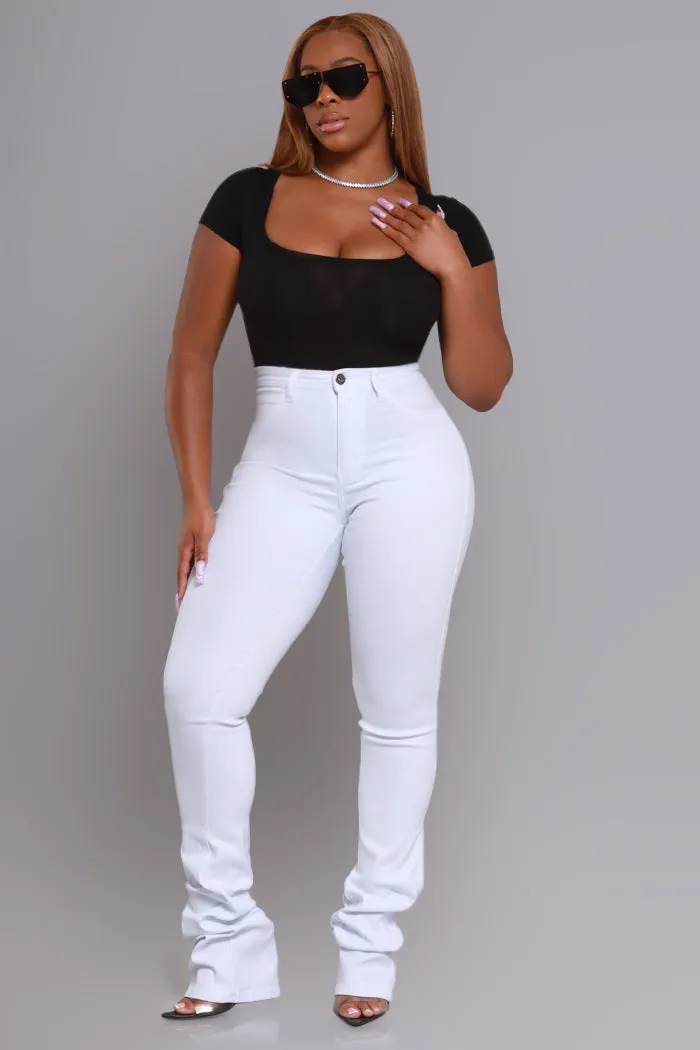 Right Call High Rise Stacked Flare Jeans - White