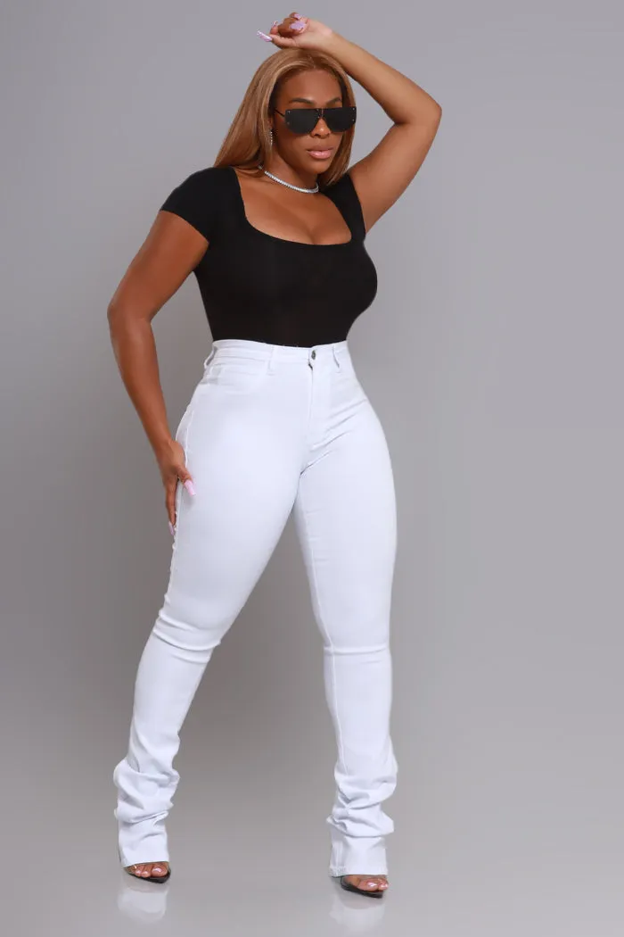 Right Call High Rise Stacked Flare Jeans - White