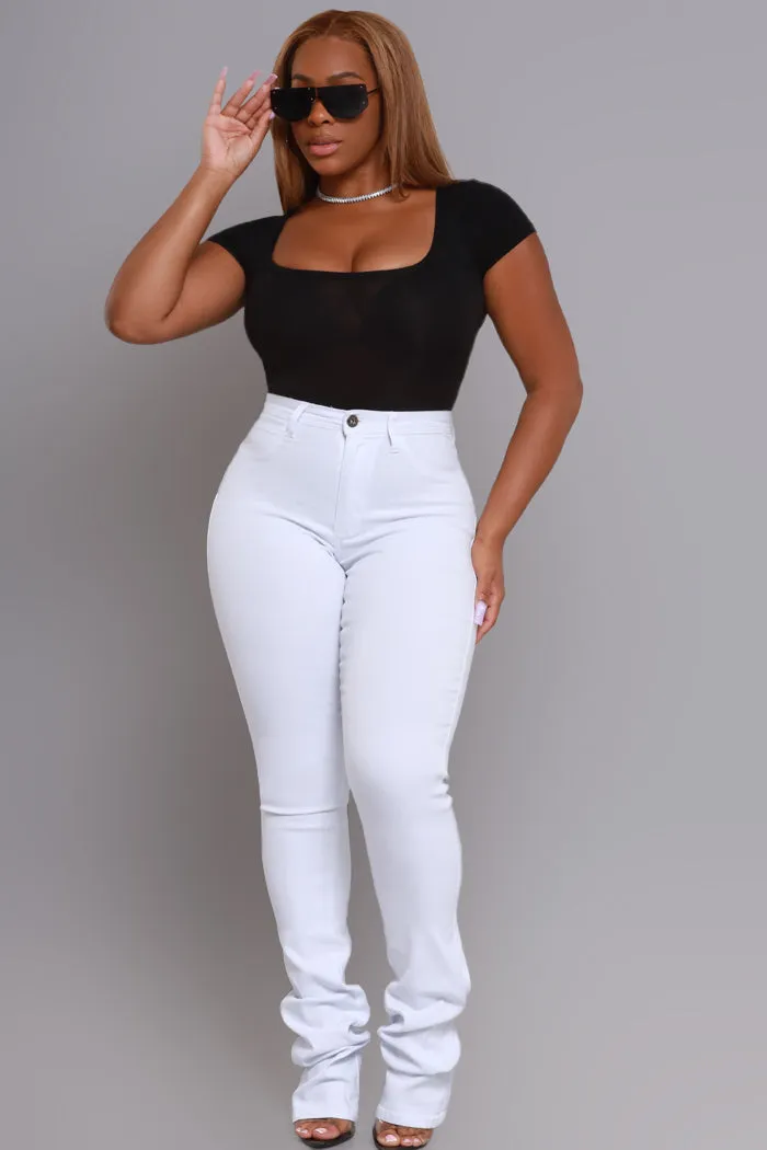 Right Call High Rise Stacked Flare Jeans - White