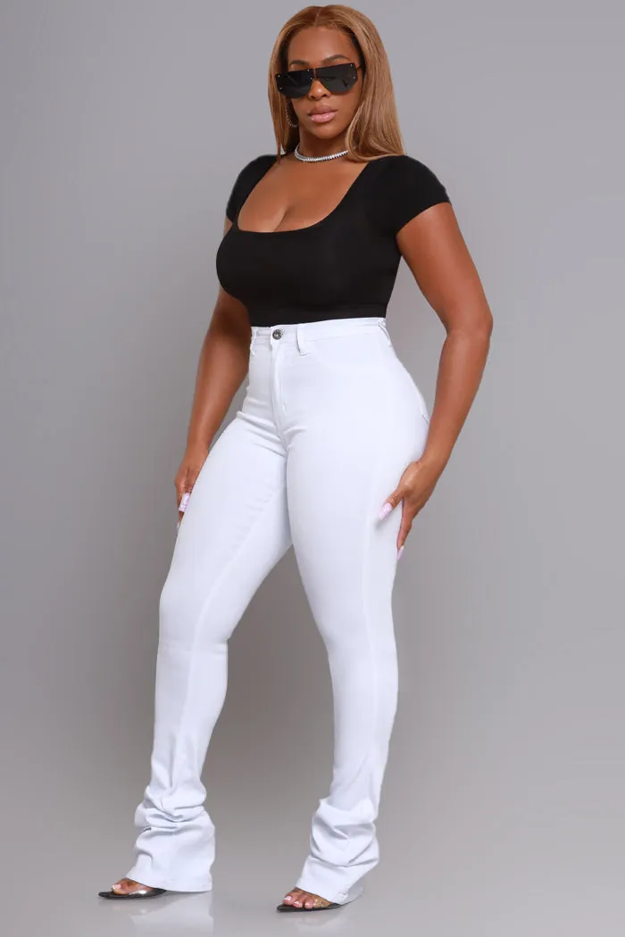 Right Call High Rise Stacked Flare Jeans - White
