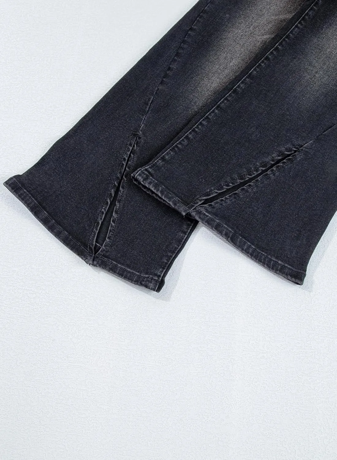 Sidefeel Womens Jeans High Waisted Stretchy Zimbaplatinum Wide Leg Jeans Trendy Slit Hem Bell Bottom Flare Denim Pants