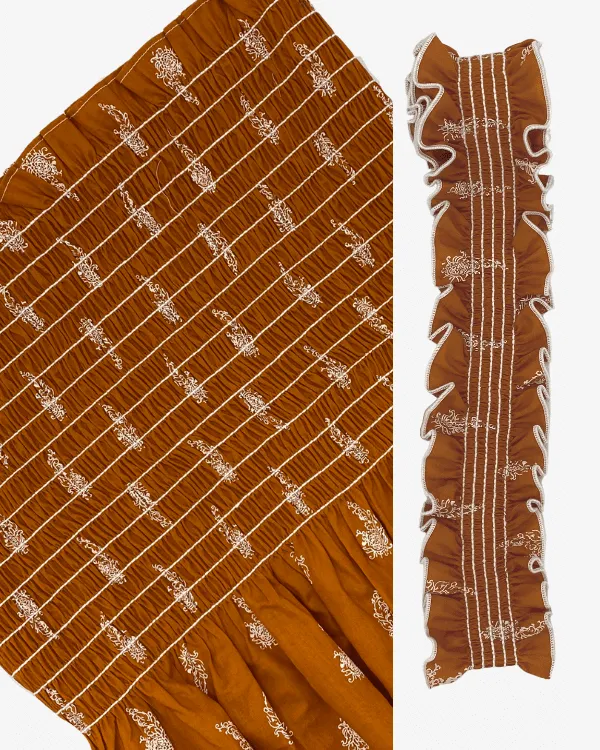 Smocked Shirred Fabric and Straps | Burnt Orange Paisley