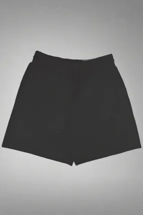Unisex Premium Terry Black Shorts with Tiger Head Logo Embroidery