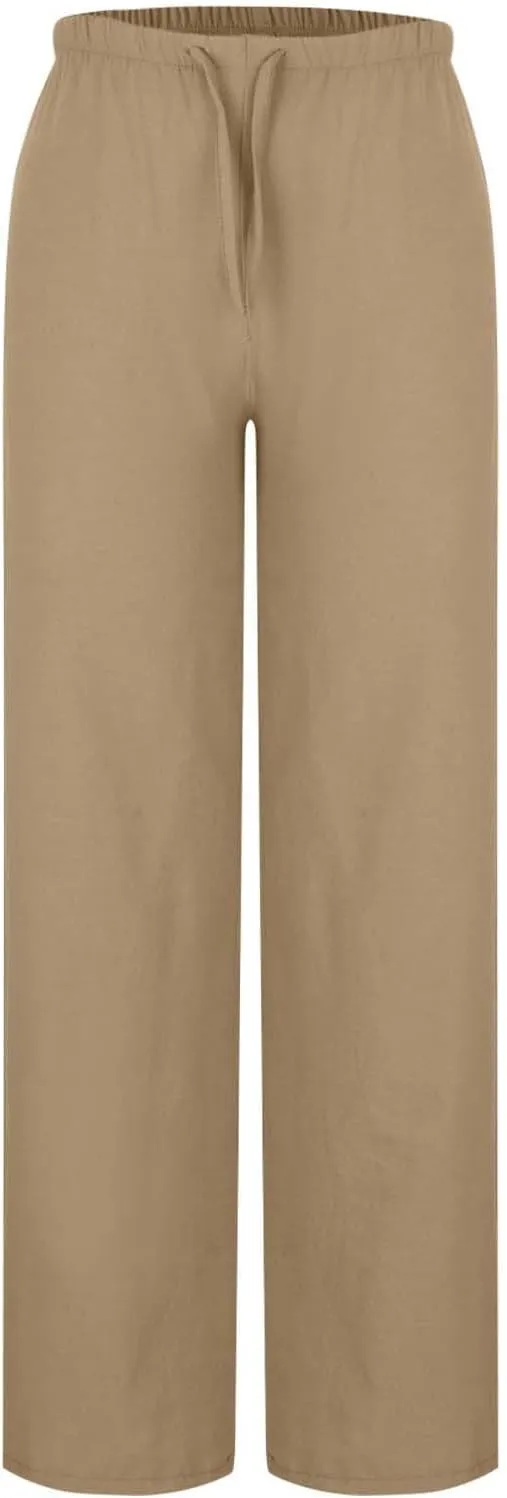 Womens Beach Pant Lightweight Soft Wide Leg Smart Trousers Lounge Trendy Straight Leg Pull on Palazzo Pant
