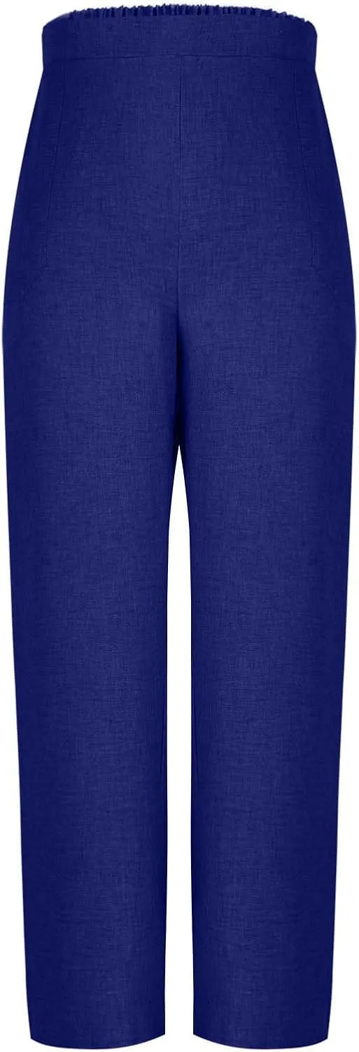 Womens Beach Pant Lightweight Soft Wide Leg Smart Trousers Lounge Trendy Straight Leg Pull on Palazzo Pant