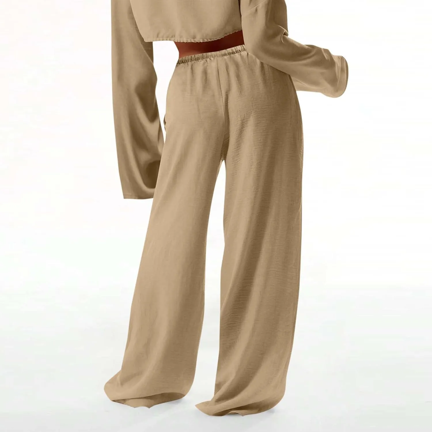 Womens Beach Pant Lightweight Soft Wide Leg Smart Trousers Lounge Trendy Straight Leg Pull on Palazzo Pant