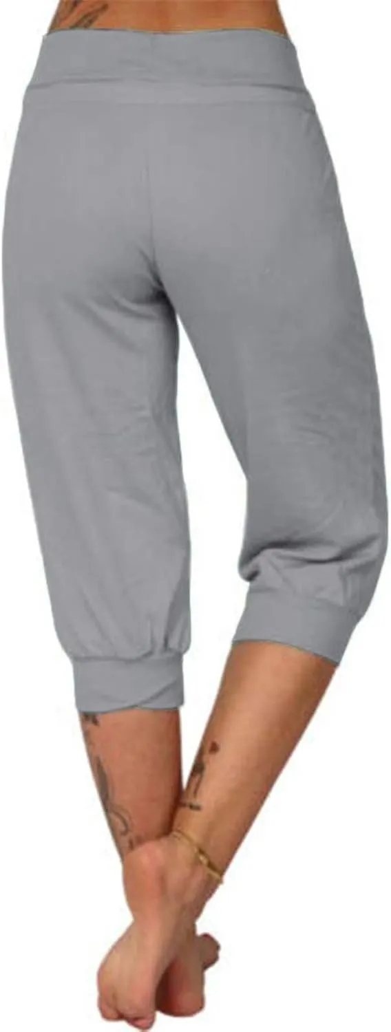 Womens Capris Joggers Pants Baggy Crop Sweatpants Lightweight Running Cropped Slacks Athletic Sports Soft Loun