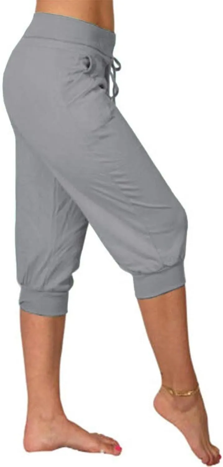 Womens Capris Joggers Pants Baggy Crop Sweatpants Lightweight Running Cropped Slacks Athletic Sports Soft Loun