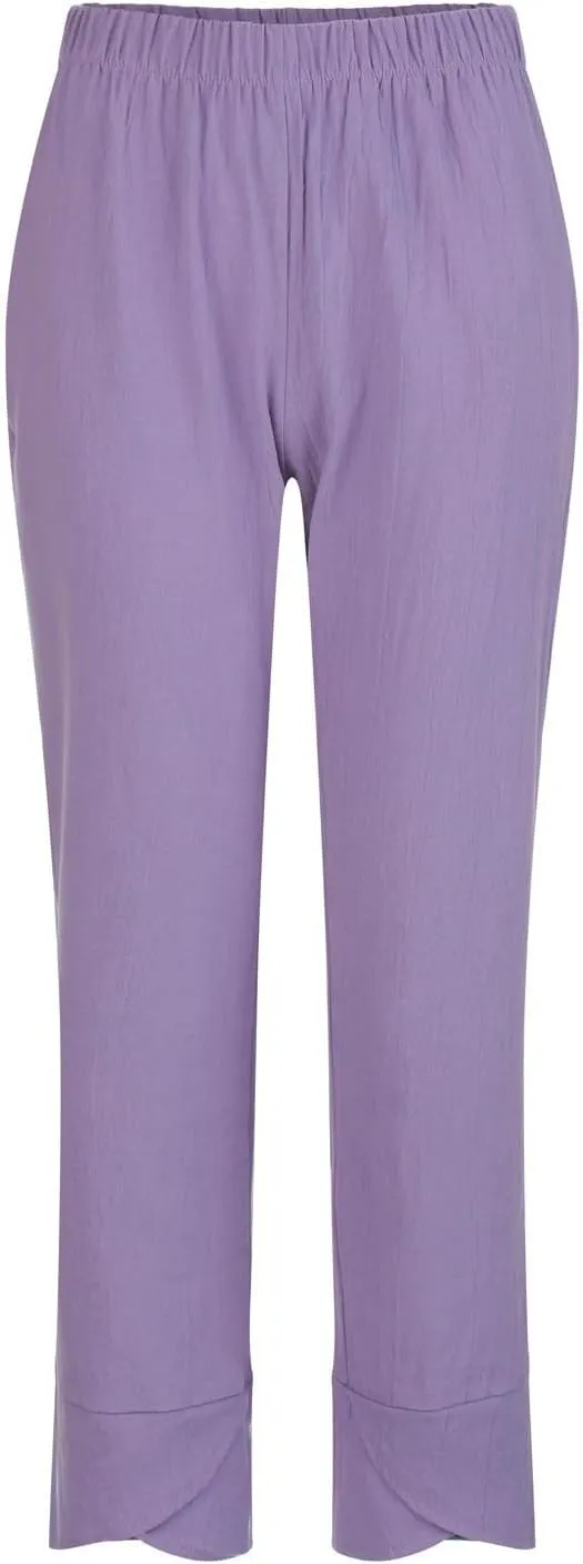 Women's Casual Pants 2025 Summer Tulip Hem Elastic Waist Straight-Leg Soft Loose Pants Baggy Trousers with Pockets