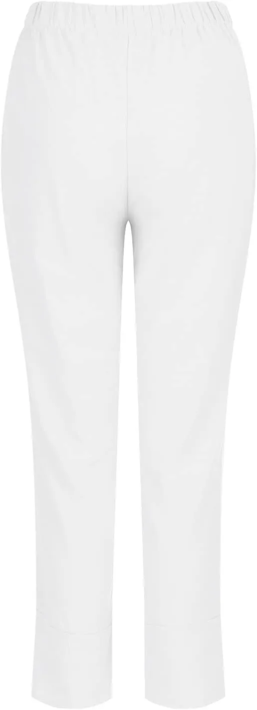 Women's Casual Pants 2025 Summer Tulip Hem Elastic Waist Straight-Leg Soft Loose Pants Baggy Trousers with Pockets