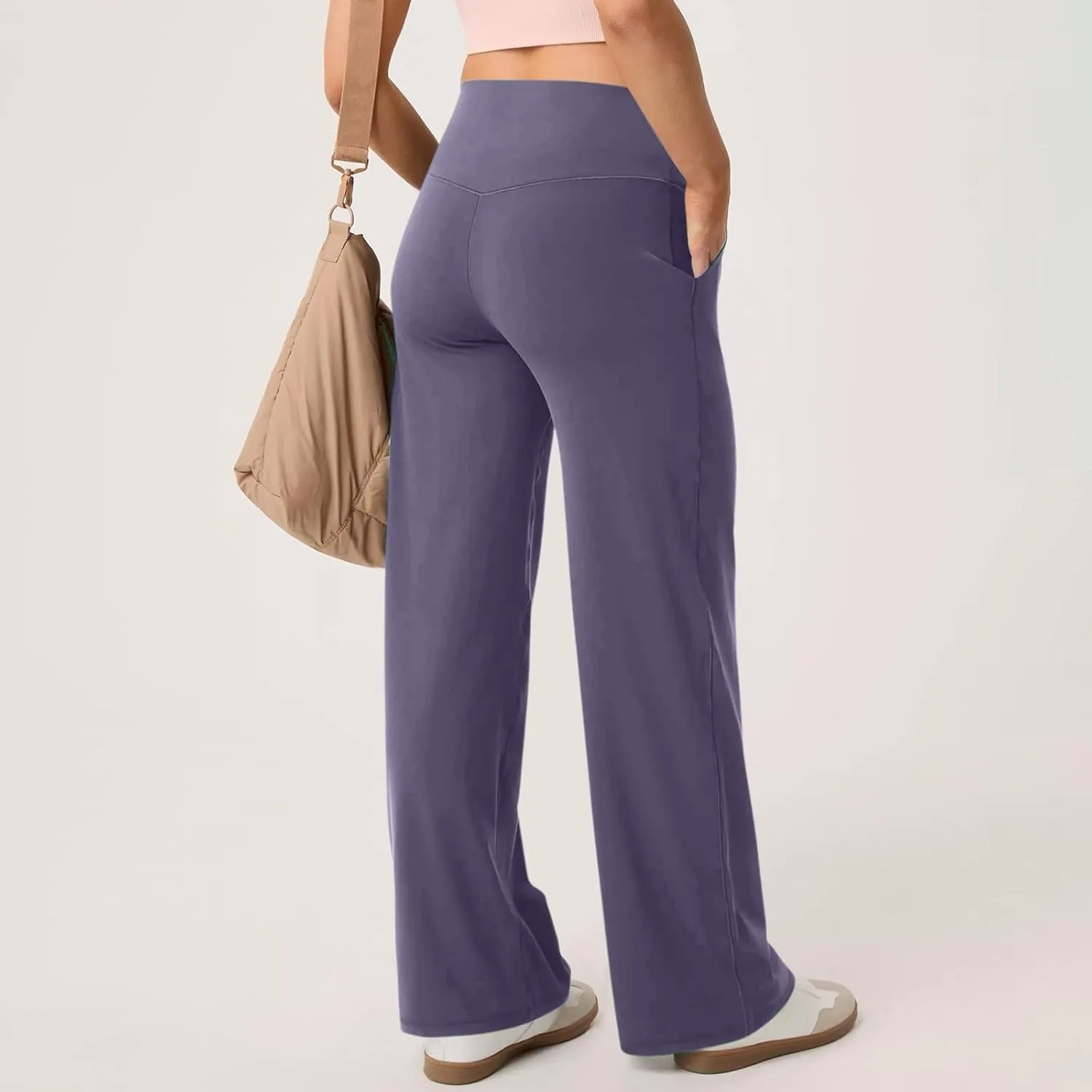 Womens High Waist Yoga Pants Wide Leg Lightweight Buttery Soft Sports Joggers Trousers Pocket Casual Dressy Slacks