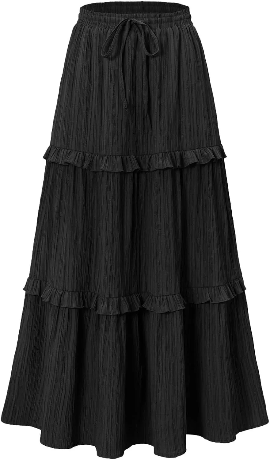 Women's Plus Size Maxi Skirt High Waisted Pleated A Line Flowy Tiered Long Skirts with Pockets 2025 Trendy