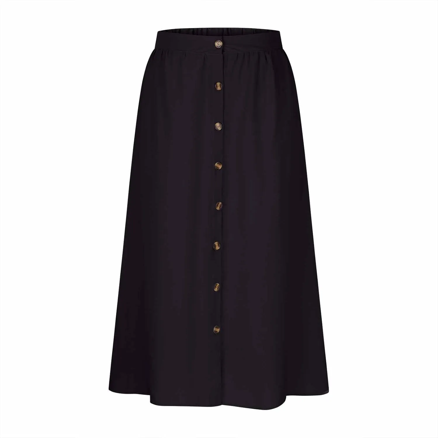 Womens Summer Button Maxi Skirt Boho A-Line Flowy Elastic High Waist Beach Long Skirts with Pockets Loose Fit