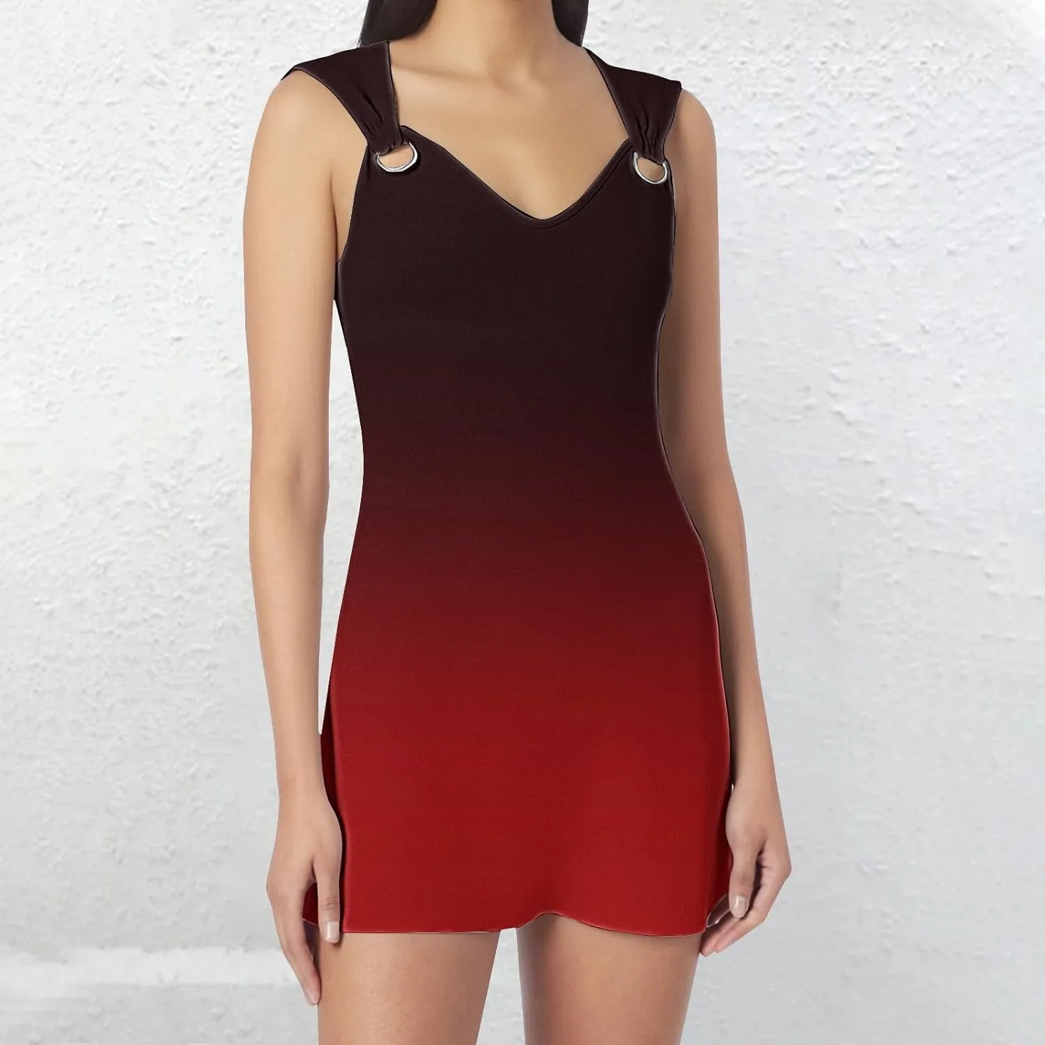 XOWRTE 2025 Summer Women's Chic and Elegant Sleeveless Skirt V Neck Loop Knee Length Casual Beach Wrap Dresses