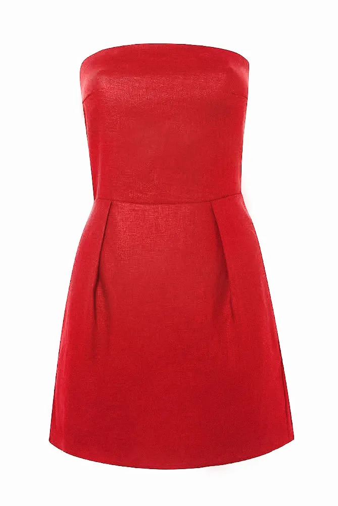 'Yves Uro' Mini Dress - Tomato Red