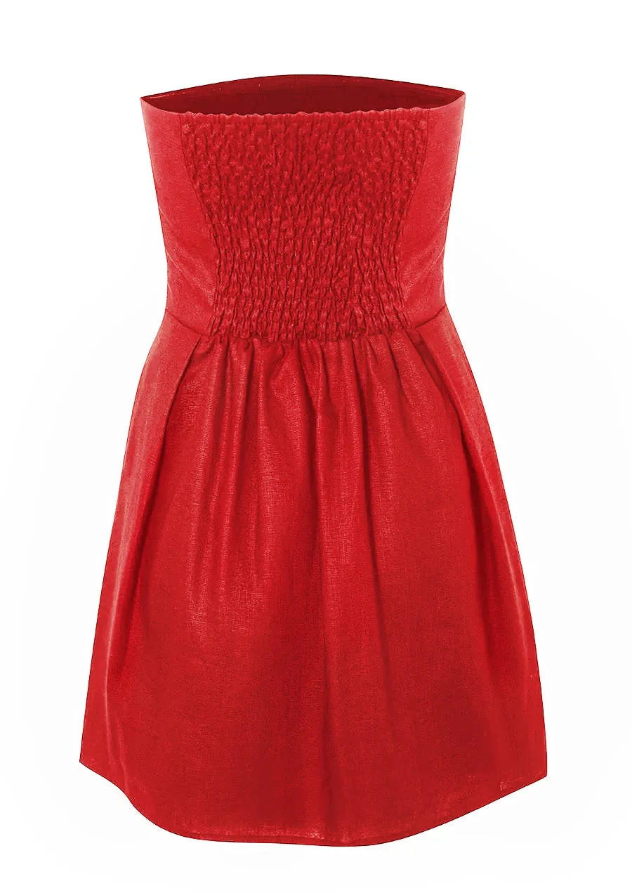 'Yves Uro' Mini Dress - Tomato Red